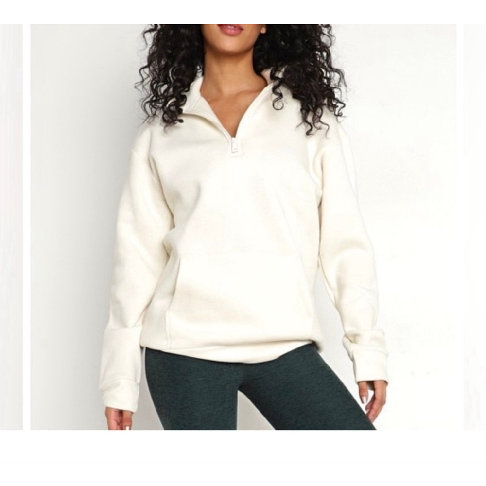 Beyond Yoga Recharge 1/4 Zip Pullover Sweater in Cream- Size XS
